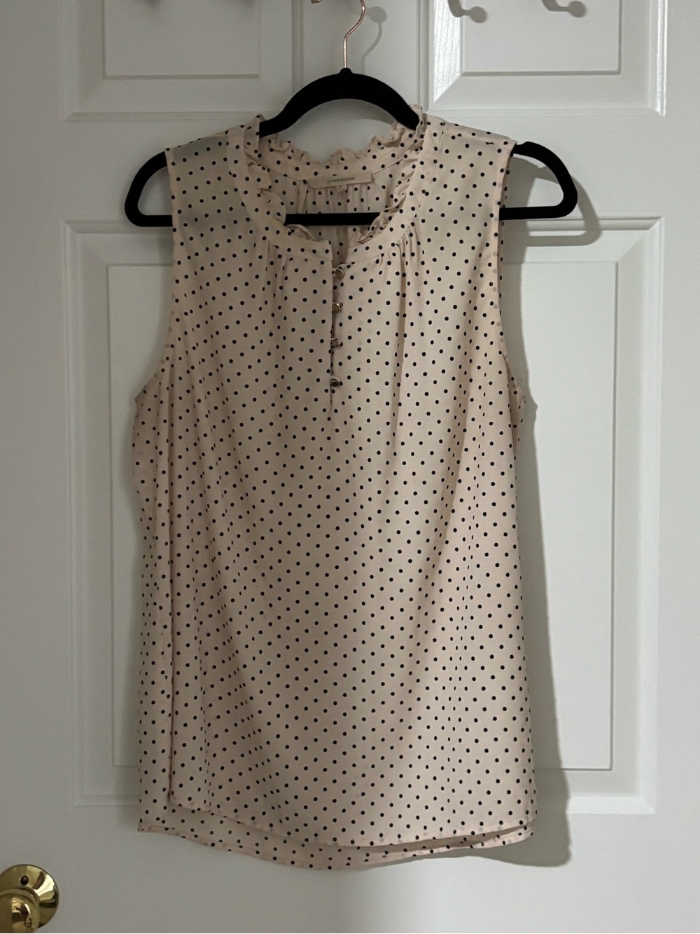 41 Hawthorn Cream Sleeveless Polka Dot Camisole with Black Dots